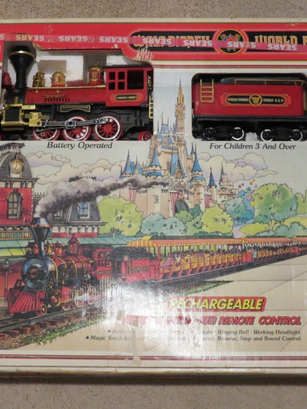 Vintage 1988 Walt Disney World R.R. Train Set Original Box/Parts or Repair